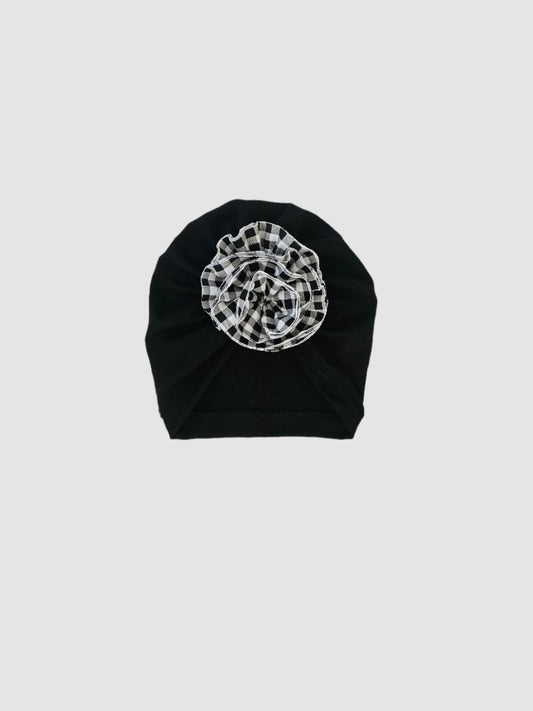 Frankie Raine ZQ Merino Rose Turban - Black Gingham