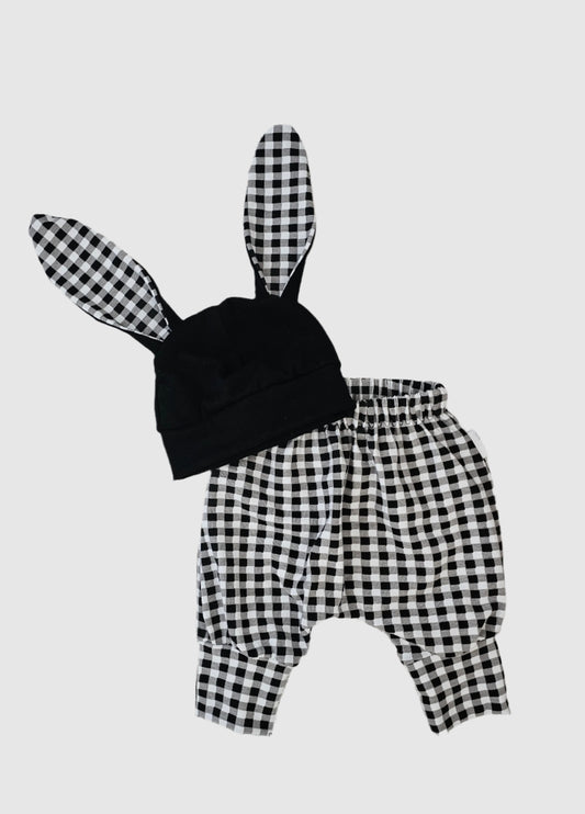 Frankie Raine ZQ Merino Bunny Hat & Cotton Harem Pants Set