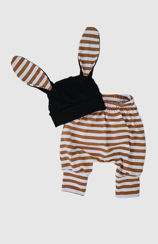 Frankie Raine ZQ Merino Bunny Hat & Cotton Harem Pants Set