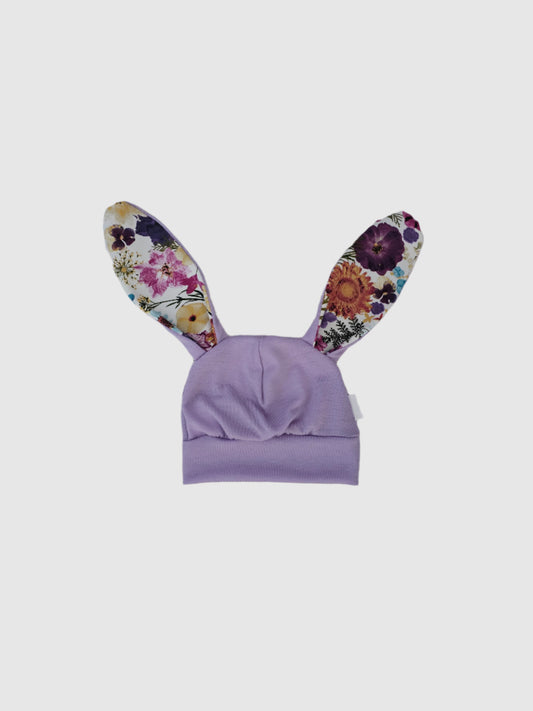 Frankie Raine ZQ Merino Bunny Hat - Lilac & Watercolor Floral
