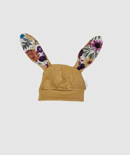 Frankie Raine ZQ Merino Bunny Hat - Turmeric & Watercolor Floral