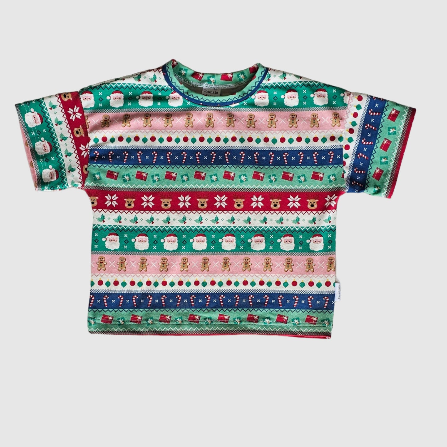 Colorful patterned fabric on a textured surface