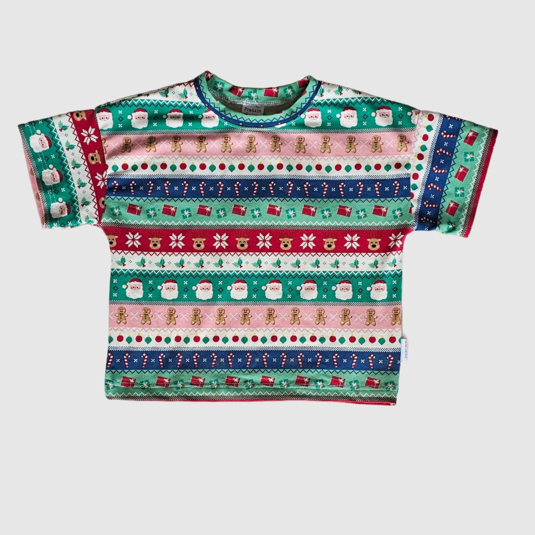 Colorful patterned fabric on a textured surface